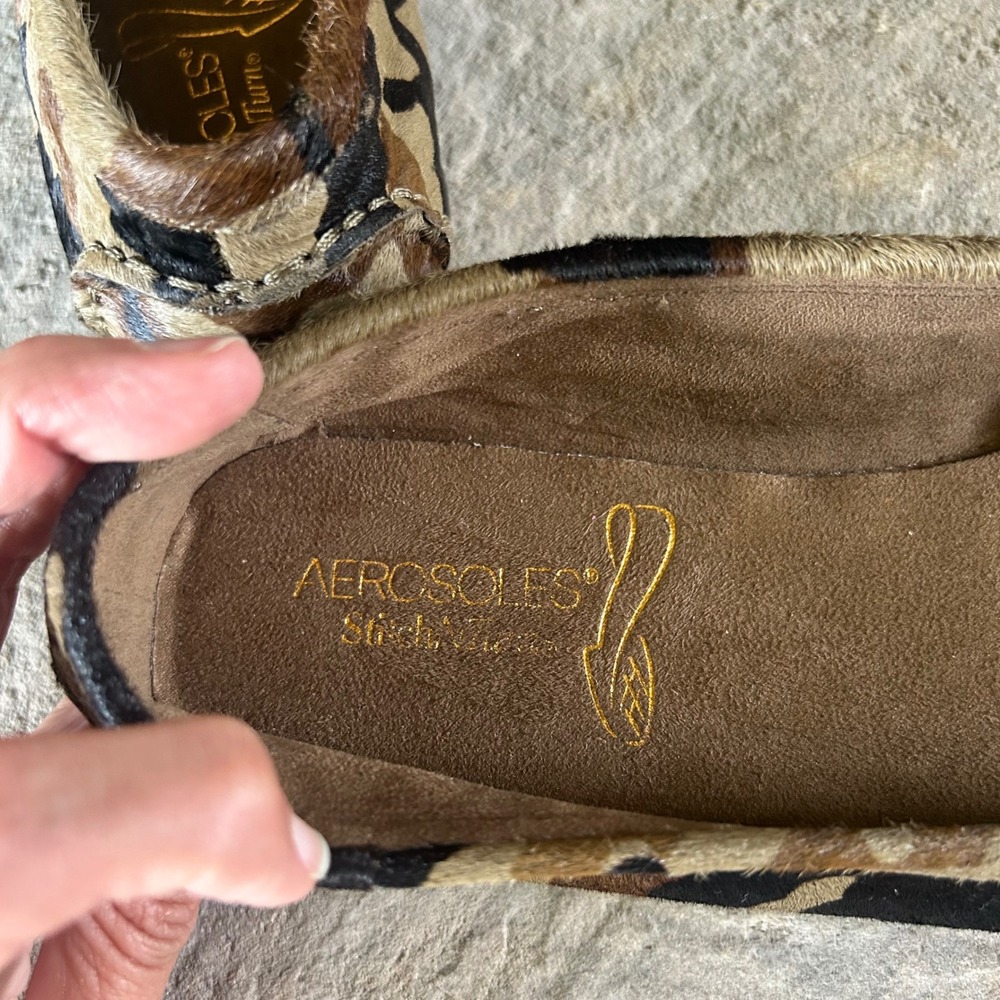 Aerosoles Nu Day Leather Camo Calf Hair Slip On Shoes 10 New - Picture 4 of 6